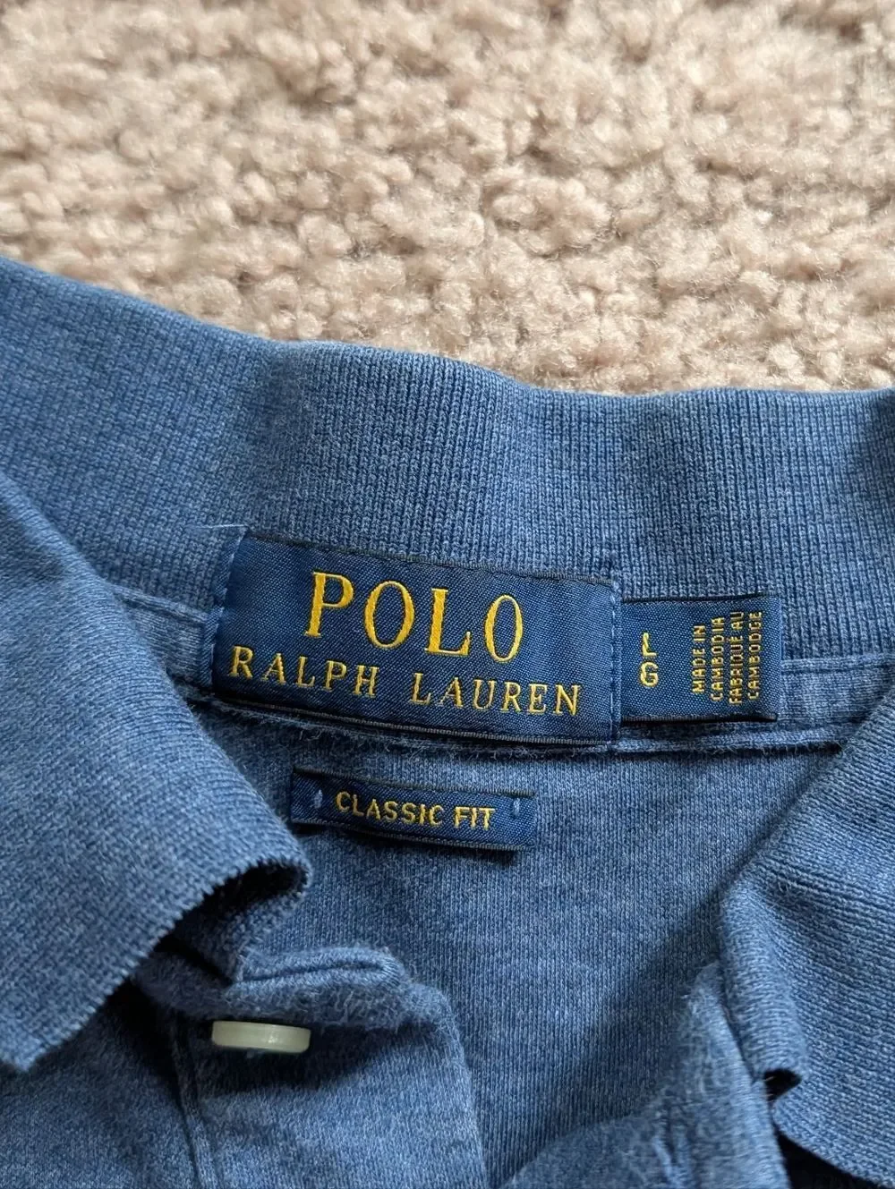 Ralph Lauren Mens Navy Blue Classic Fit Soft Touch Small Pony Cotton Polo Large